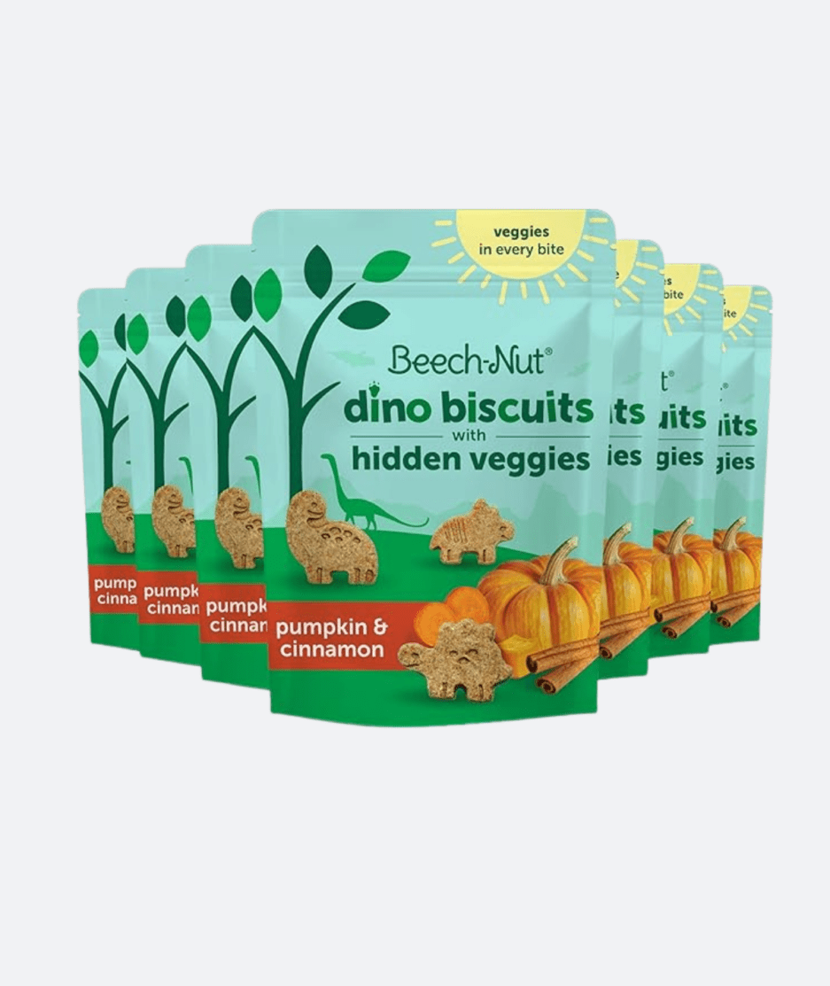 "Dino Biscuits: Pumpkin-Cinnamon Snack with Veggies, 7 Pack"