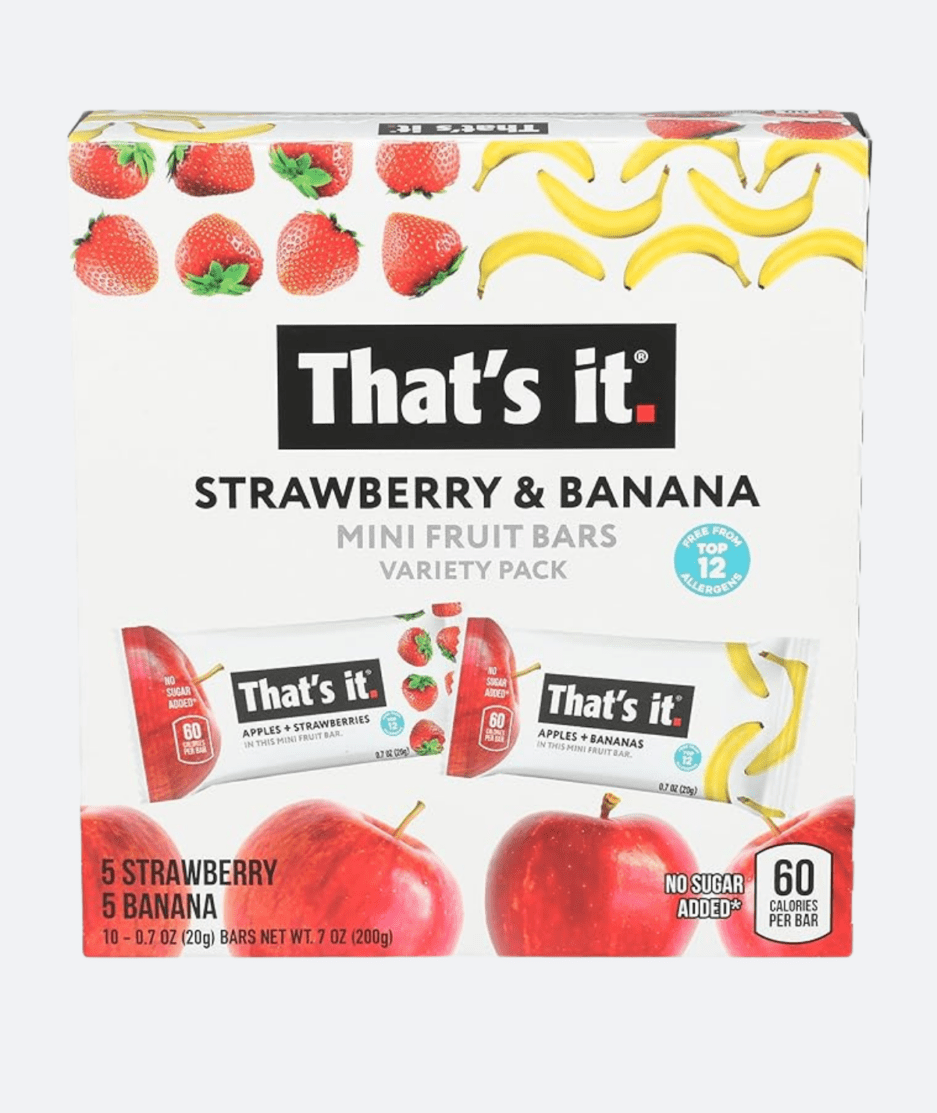 "Delicious Strawberry & Banana Mini Fruit Bars, 7oz Treat"